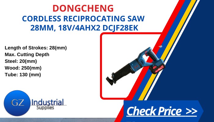 DongCheng Cordless Reciprocating Saw 28mm, 18V/4AHx2 DCJF28EK