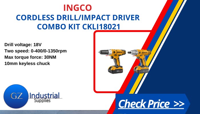 INGCO Cordless Drill/Impact Driver Combo Kit CKLI18021
