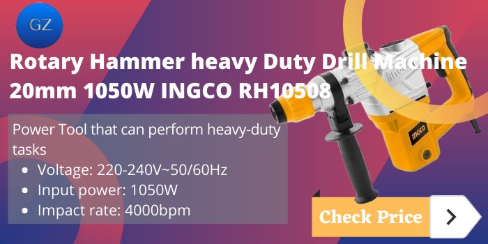 Rotary Hammer heavy Duty Drill Machine 20mm 1050W INGCO RH10508